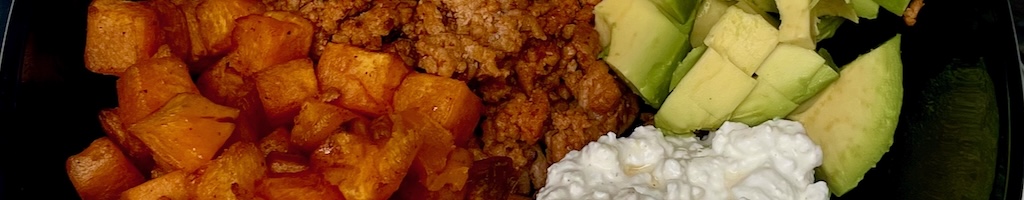Hete Honing Cottage Cheese Zoete Aardappel Gehakt Bowl