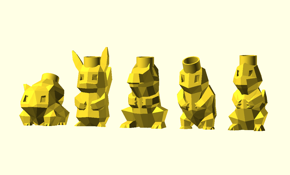 All 4 Pokemon models with mounting head